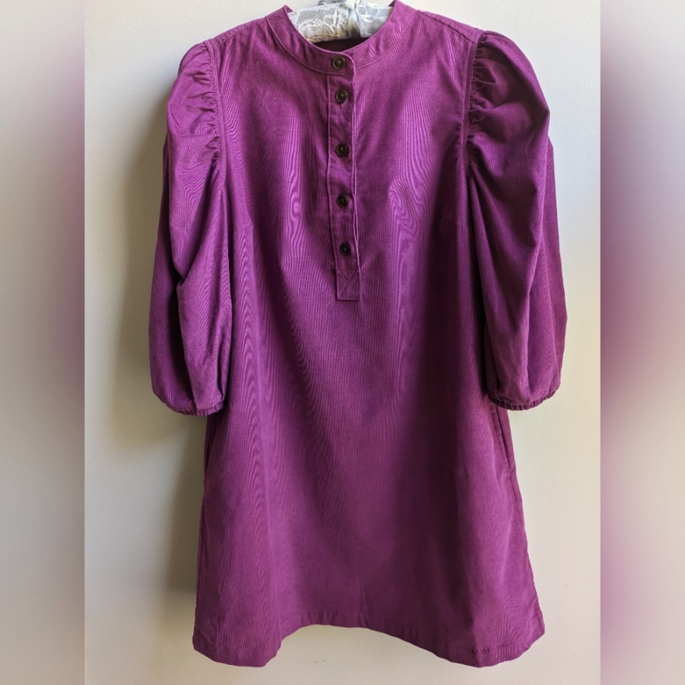 NWOT...GAP Purple Corduroy Puff Sleeve Dress Size XS - Picture 5 of 11
